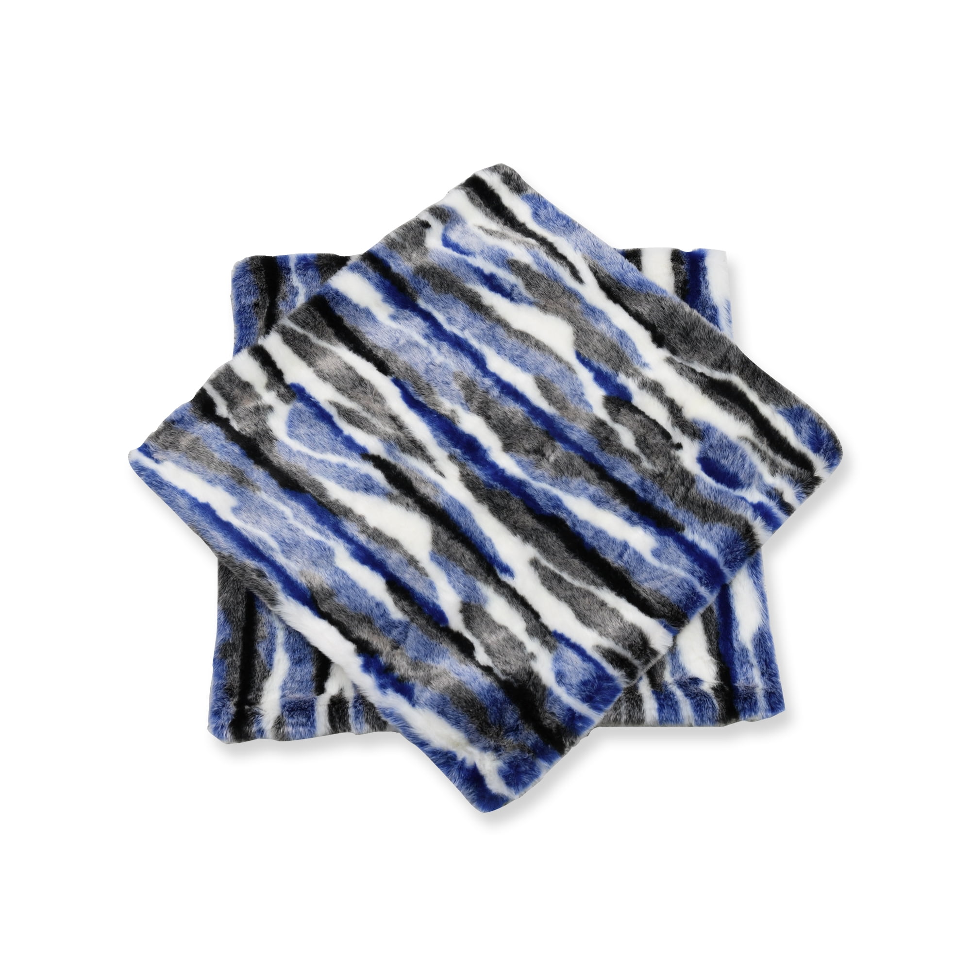 Home Soft Things Multi Jacquard Faux Fur Throw Pillow Cover 2pcs Set - Blue