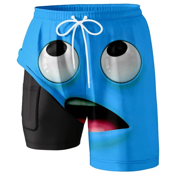 FUZHIQ Mens Swim Trunks Breathable Funny/novelty Print Quick-Dry 4th Of July Swim Trunks with Compression Liner Stretch Fabric Beach Shorts Bathing Suits,L