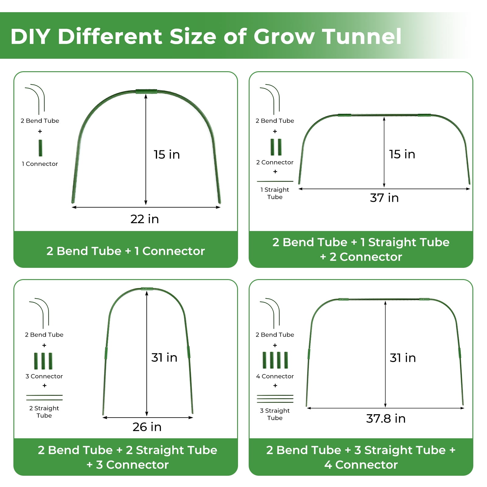 Garden Hoops Bracket Kit - 6 Sets Plants Support Frames for Outdoor Vegetable Fruits Flowers Vine Climbing Pole