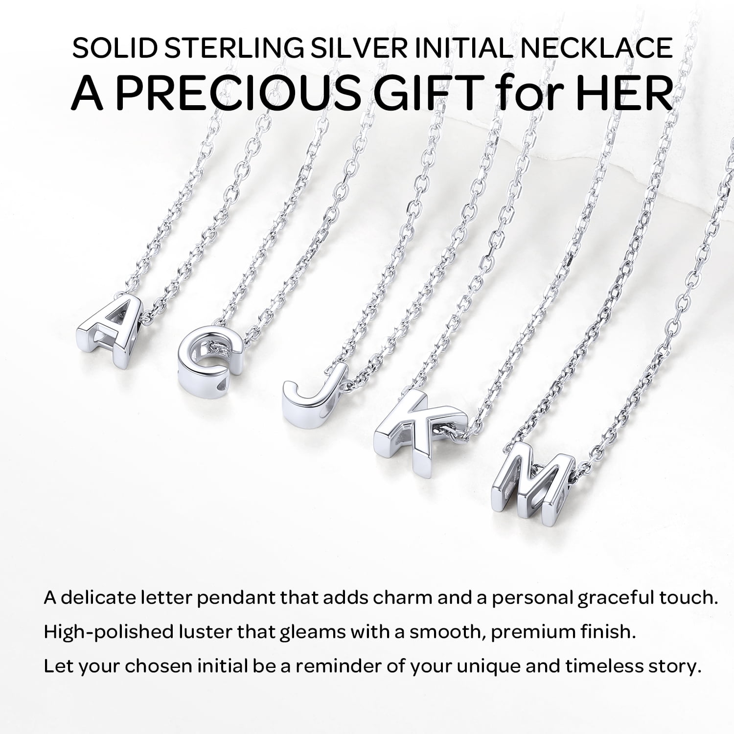 ChicSilver Sterling Silver Initial Necklace for Women Choker Necklace Dainty Waterproof Silver Letter Pendant Hypoallergenic Jewelry Christmas Graduation Birthday Anniversary Gifts for Her