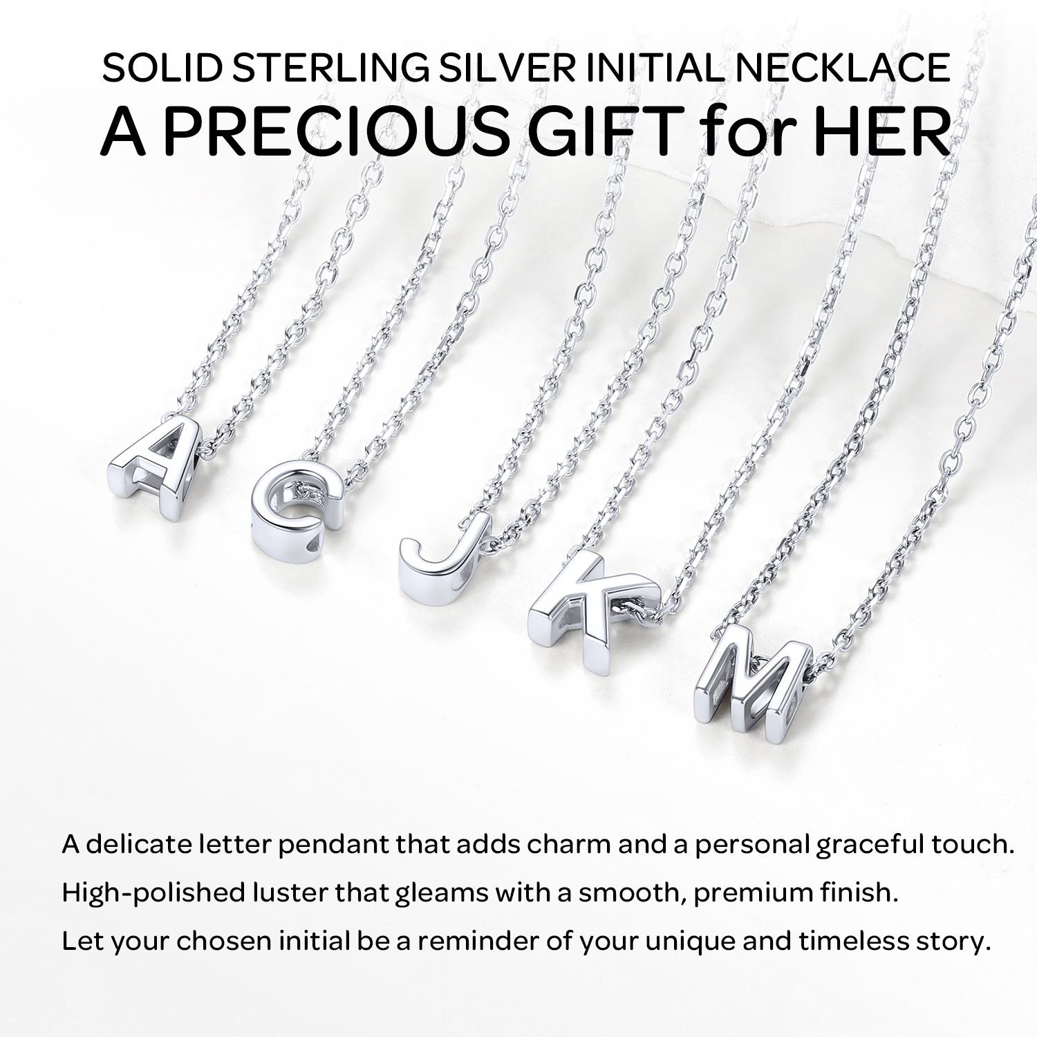 ChicSilver Sterling Silver Initial Letter Necklace photo 4