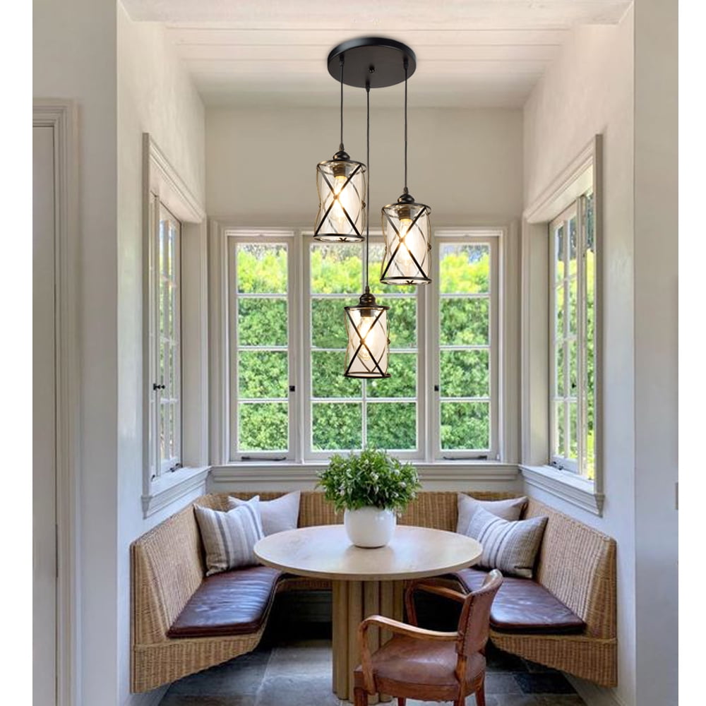 DingLiLighting 3-Light Industrial Pendant Light, Ceiling Fixture