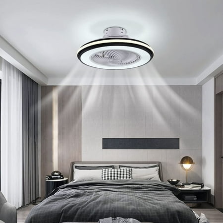 

Aohuada 20 Inch Semi Flush Mount Ceiling Fan Ceiling Fan with Lights Remote Control LED Enclosed Ceiling Fans for Kid s Room Bedroom Living Room (Black)