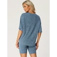 thumbnail image 3 of DARING DIVA Women's Ribbed Knit Tracksuit Sweatshirt Set Shorts Sleepwear Blue S, 3 of 6