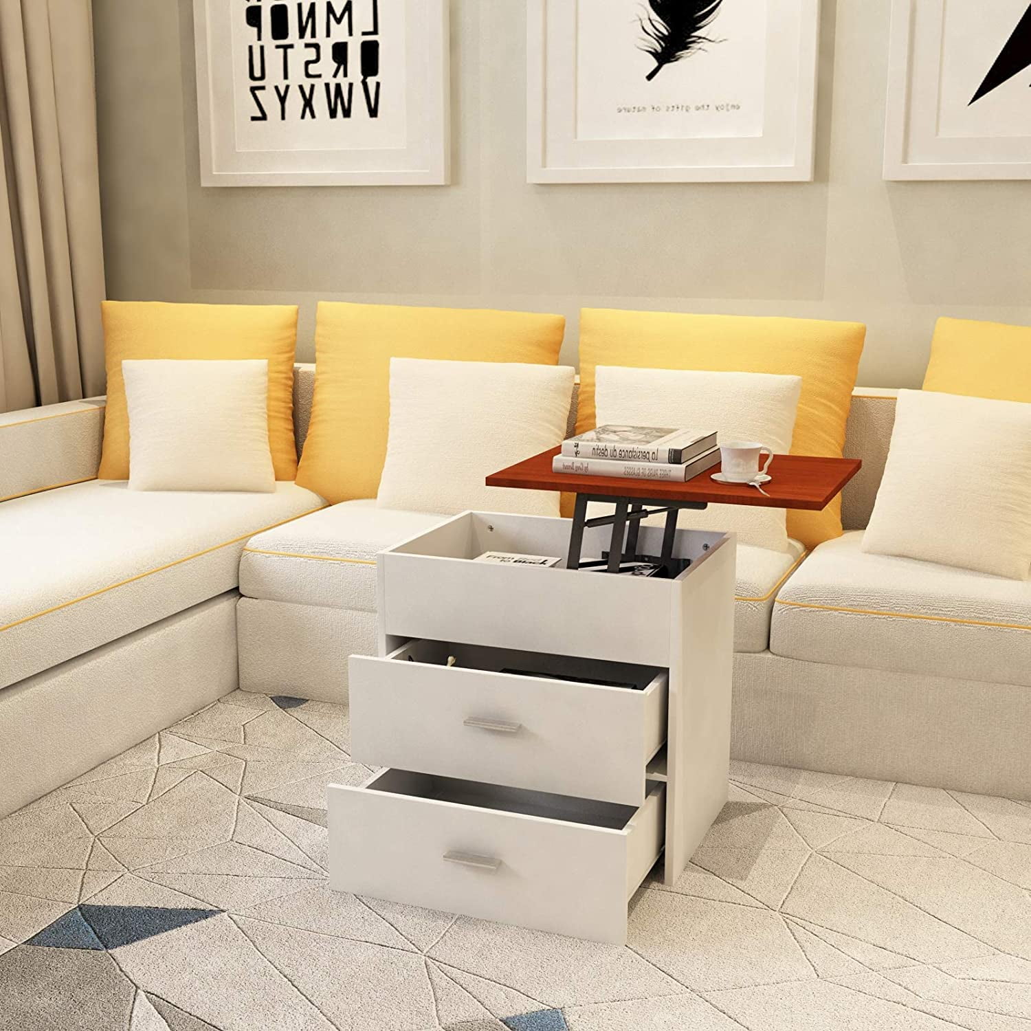 Mecor Modern Lift Top End Side Table Nightstand Sofa Table ...