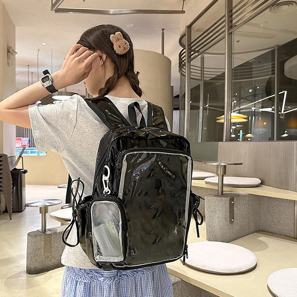Hzzsbu Ita Bag Clear Backpack Heavy Duty PVC Transparent Backpack Multiple Pockets Bookbag for Concert Work Security Travel Festival
