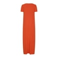 thumbnail image 6 of NXMZXB Plus Size Maxi Dresses for Curvy Women Loose Fit Casual Summer Short Sleeve Crewneck Long T-Shirts Dress Elegant Flowy Beach Sundress with Pockets A-Orange XXL, 6 of 7