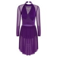 thumbnail image 6 of SiiRoh Women's Lyrical Dance Dress Long Sleeve Backless Skirt Leotard Modern Contemporary Dancing Outfit Purple L, 6 of 7