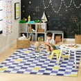 thumbnail image 3 of TOWN & COUNTRY PLAY Niko Checkmate Kid's Washable Area Rug, Soft & Plush, Safe Non-Slip Backing, Bedroom Rug, Dorm Decor, Playroom & Classroom Rugs, Purple/Multi, 5'2"x7’2”, 3 of 12