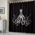 thumbnail image 5 of Octopus Shower Curtain, Black and White Beach Summer Waterproof Shower Curtain Set with 12 Hooks Lightweight Bath Curtains Fabric Bathroom Decor 36x72 Inches, 5 of 9