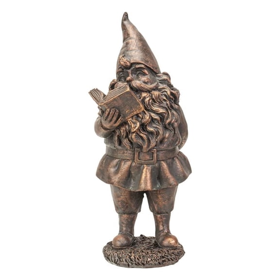 Pacific Giftware Happy Garden Gnome Resin Figurine, 7.87 inches, Bronze
