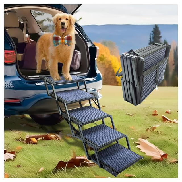 Rampa para perros SHUNLONG para coche, camión y todoterreno, plegable, 5 peldaños