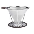 thumbnail image 1 of Filtro de café permanente de acero inoxidable sin papel con tubo de cepillo de limpieza, gotero de café de cono reutilizable con doble malla de acero inoxidable y mango de silicona para 1-4 tazas, 1 of 5