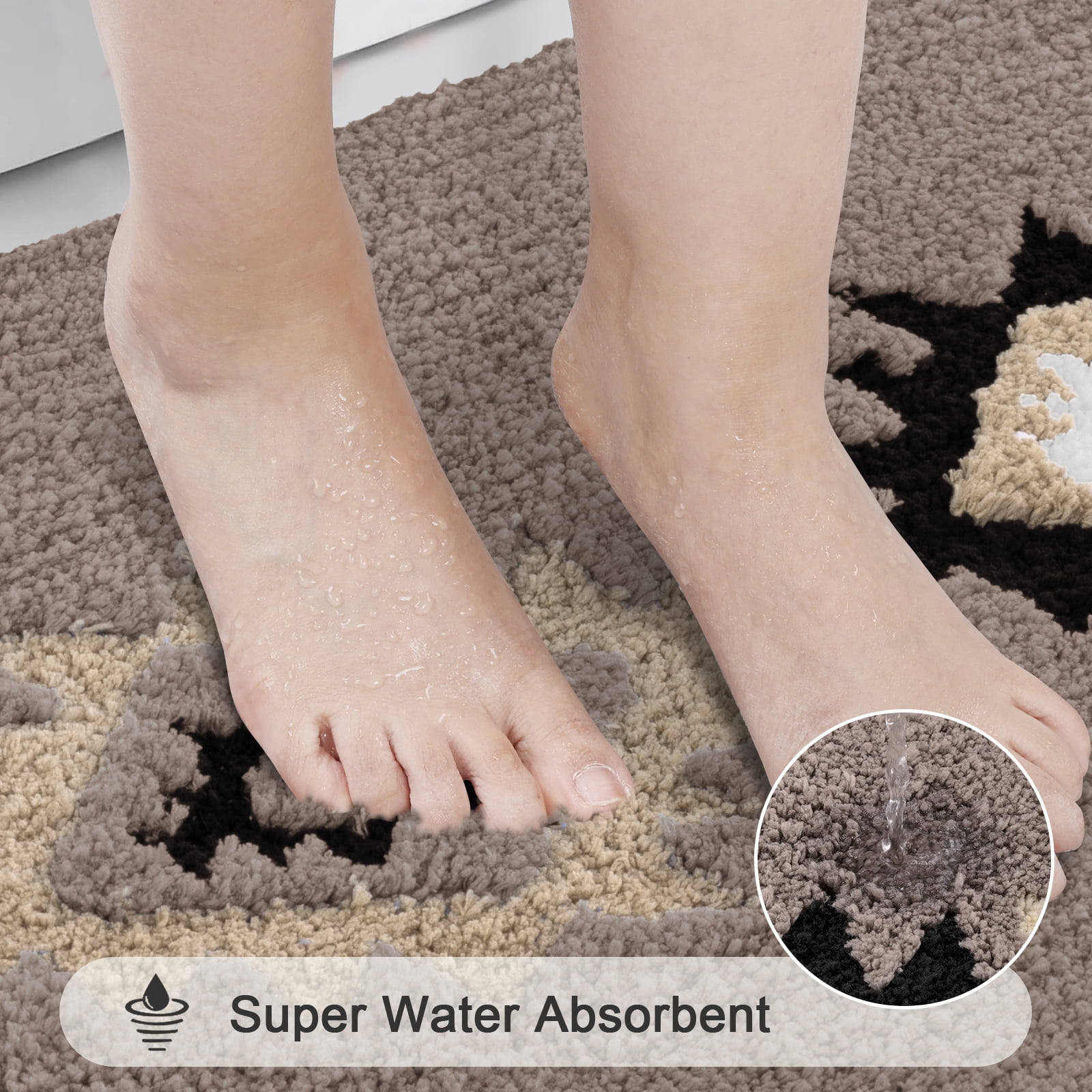 Bathroom Rugs Sets 4 Piece with Toilet Lid Cover, Non Slip Bathroom Mats Extra Soft Chenille Bath Rugs Absorbent Shaggy Rugs Perfect Plush Mats U-Shaped Toilet Rug and Toilet Cover Kitchen