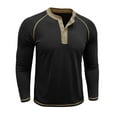 thumbnail image 5 of Domuza Mens Henley Long Sleeve Casual Raglan Long Sleeve T Shirts Lightweight Comfy Slim Fit Top Fashion Button Down Blouse Black XXL, 5 of 5