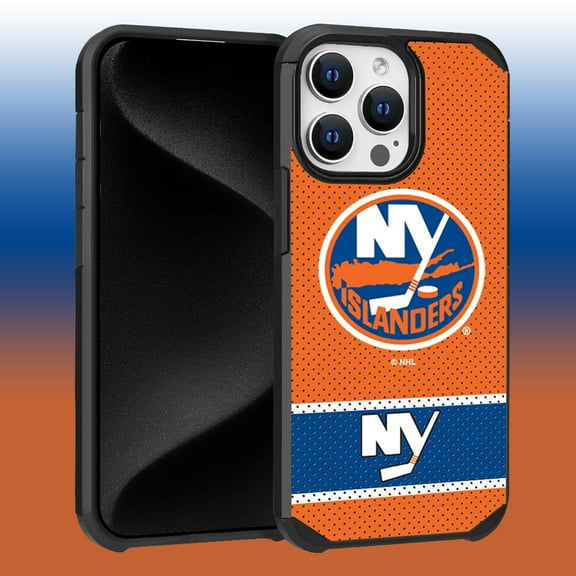 Apple iPhone 15 Pro Max (6.7) - NHL Licensed New York Islanders Team Logo on Jersey Textured Dual Layer Case