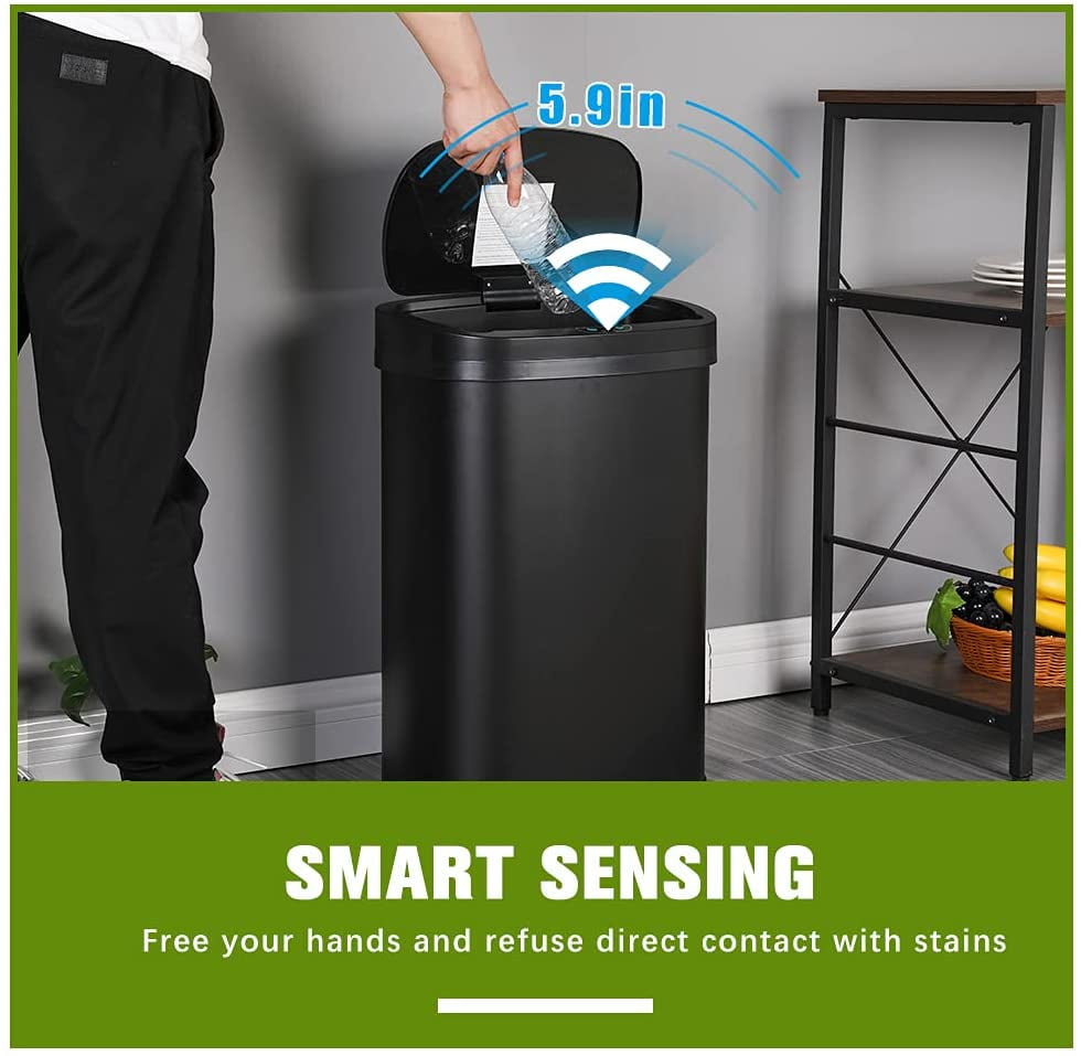 10L imitation Wood Smart Sensor Trash Can Touch Free Automatic Sensor  Kitchen Waste Bins With Trash Bags/30 Bathroom Trash Can