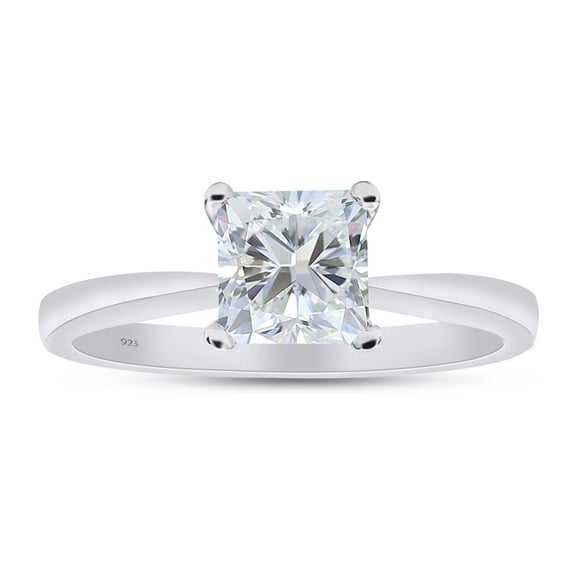 AFFY 2 Carat 7MM Princess Moissanite Diamond Solitaire Ring for Women 14K White Gold over Silver-5