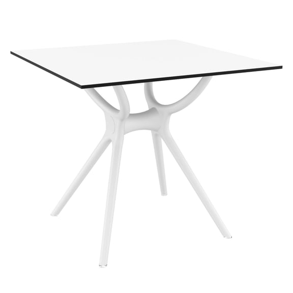 Luxury Commercial Living 31.5" White Square Laminated Top Outdoor Patio Dining Table