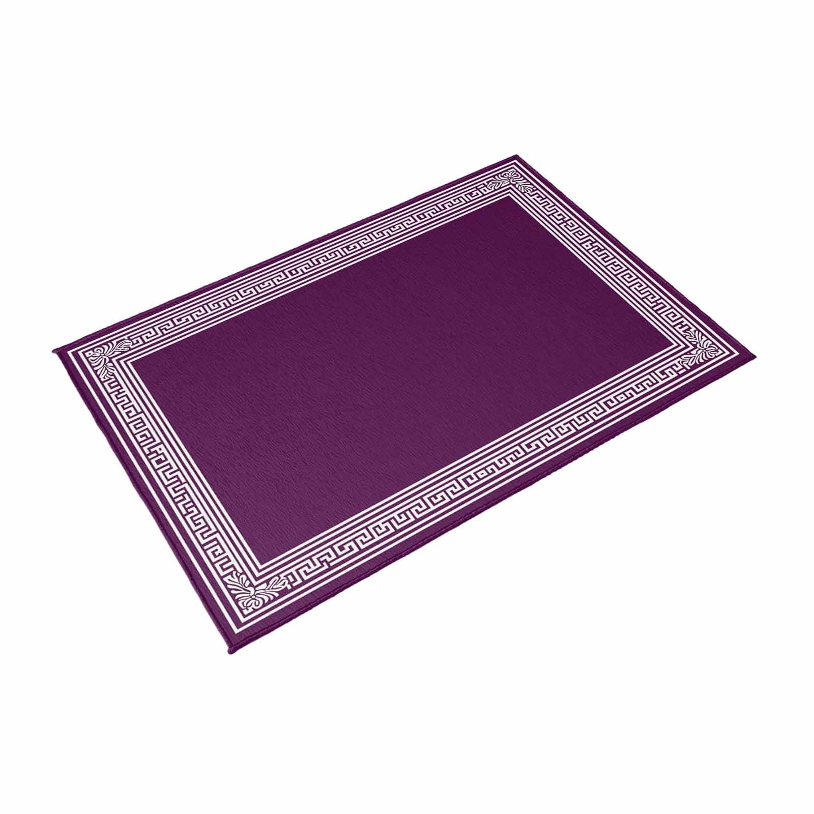 Dark Purple Greek Key Outdoor Rug for Patio/Deck/Porch, Non-Slip Large Area Rug 5 x 8 Ft, Geometric Greece Ancient Farmhouse Geo Indoor Outdoor Rugs Washable Area Rugs, Camping Rug Carpet Runner