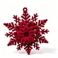 thumbnail image 2 of Velvet Christmas Tree Ornaments, Shatterproof Flocked Christmas Decorations, Burgundy Snowflakes Shaped for Xmas Holiday Home Party Decor(D), 2 of 7
