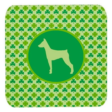 

German Pinscher Lucky Shamrock Foam Coasters Set Of 4