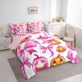 thumbnail image 2 of Manfei Coquette Pink Pumpkin Print Full Size Bedding Sets for Women, Bow Halloween Pumpkin Lantern Full Size Bed in a Bag, Pink Reversible, 7pcs, 2 of 7