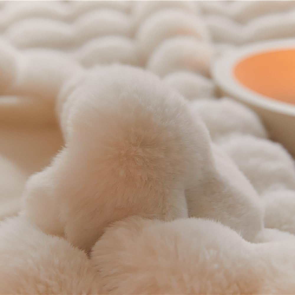 Marshmallow Cloud Fleece Throw Blanket, Rabbit Plush Faux Fur Blanket
