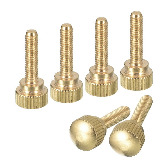 M4x16mm Knurled Thumb Screws, 6 Pack Brass Thumb Screws with Shoulder, Brass Tone