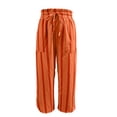thumbnail image 7 of Arlun Striped Linen Pants for Women Summer Baggy Wide Leg Pant Drawstring High Waist Casual Stripes Color-Block Trousers Soft Lightweight Flowy Beach Resort Trouser with Pockets 1-Orange S, 7 of 7