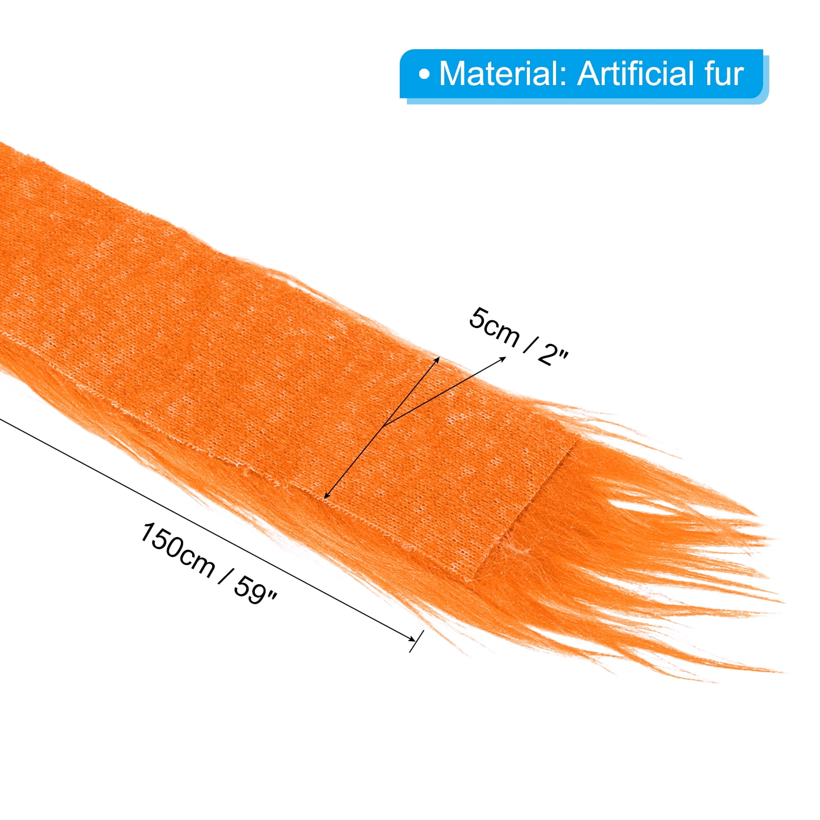 Uxcell Plush Faux Fur Fabric Precut Strips, 59" x 2" Fluffy Faux Fur Ribbon, Orange 4Pack