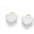 thumbnail image 2 of 10pcs Brass Charms with Enamel Enamelled Sequins Long-Lasting Plated Nickel Free Raw(Unplated) Heart White 10x9x2mm Hole: 1.6mm, 2 of 2