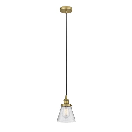 616-1PH-BB-G64 Innovations Lighting Cone - 1 Light Mini Pendant In Industrial Style-9.5 Inches Tall and 6.25 Inches Wide-Brushed Brass Finish-Seedy