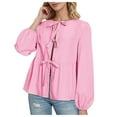 thumbnail image 1 of Blouse pour Femmes Style Européen Ample Douce à Lacets Col Rond Manches Longues, 1 of 3