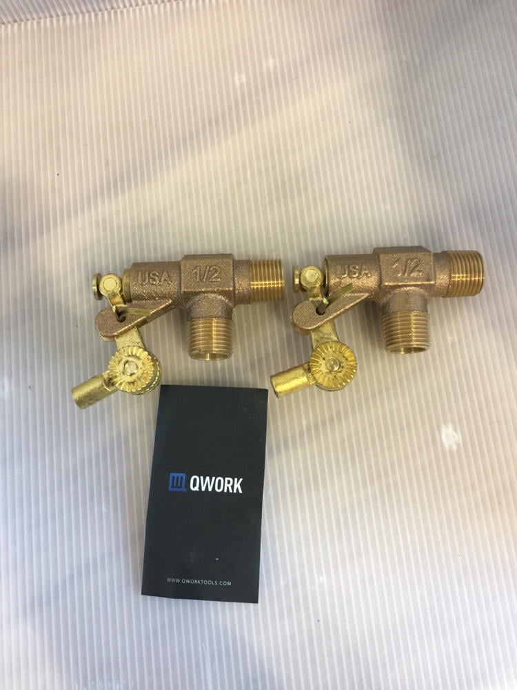 Brass Float Valve, 2 Pack 1/2" NPT Male Inlet x 1/2" NPT Male Outlet