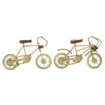 10"W, 7"H Gold Metal Bike Sculpture with Wood Accents, by DecMode (2 Count)