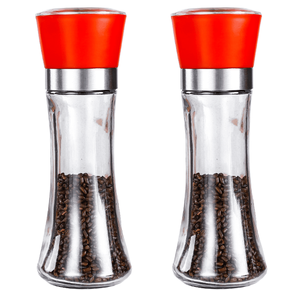 Willow & Everett Electric Salt and Pepper Grinder Set - 2 Battery-Operated,  Automatic Salt and Pepper Shakers - Black and Stainless Steel Gravity