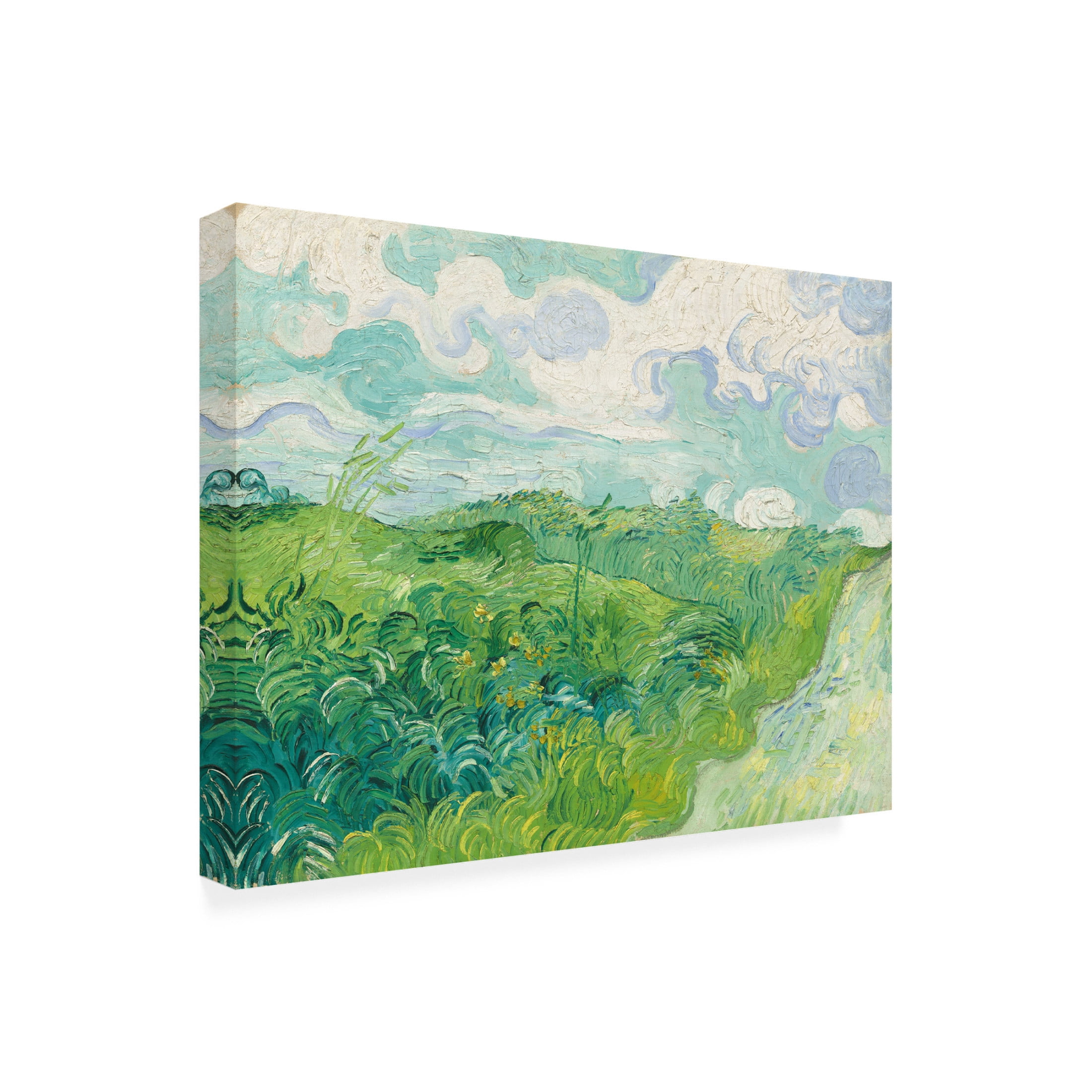 Canvas Wall Art - Masters Collection 'Green Wheat Fields Auvers Vincent Vn Gogh' Wall Art for Living Room, Bedroom, or Office Décor by Trademark Fine Art - 47 x 35 Inches