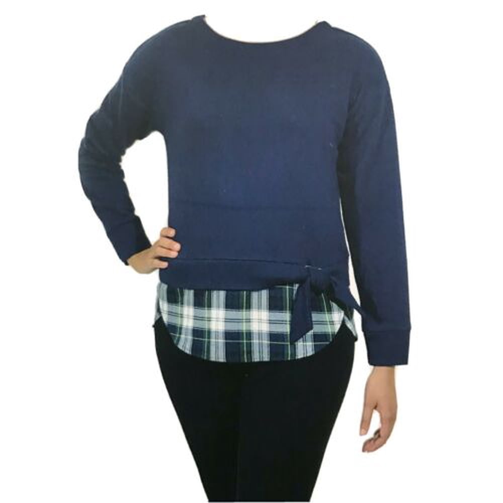 IZOD Izod Womens Long Sleeve Tie Front 2Fer Sweatshirt