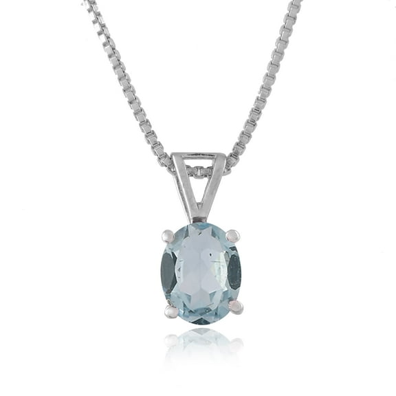 Femme Jam 925 Sterling Silver Pendant Necklace, Solitaire Oval Cut Natural Blue Topaz Gemstone, Silver Pendant Necklace for Women