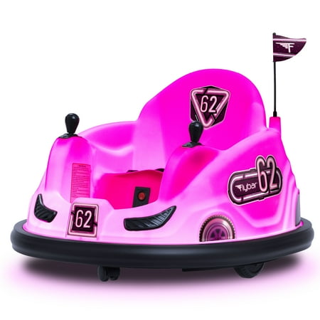 6V Pink Glow Bumper Car, Battery Powered Ride on for Children by Flybar, Ages 1.5+, 66lbs, 1mph