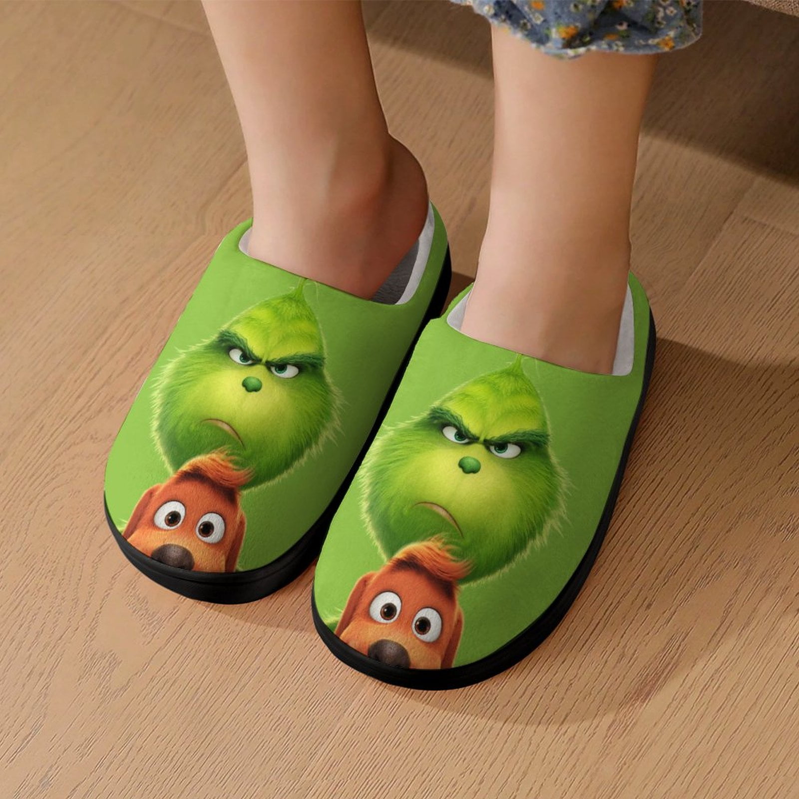 Kids Grinch Slippers Anti slip Fluffy Fuzzy House Slippers Warm Soft Plush Winter Fluffy House Shoes for Boys Girls Walmart
