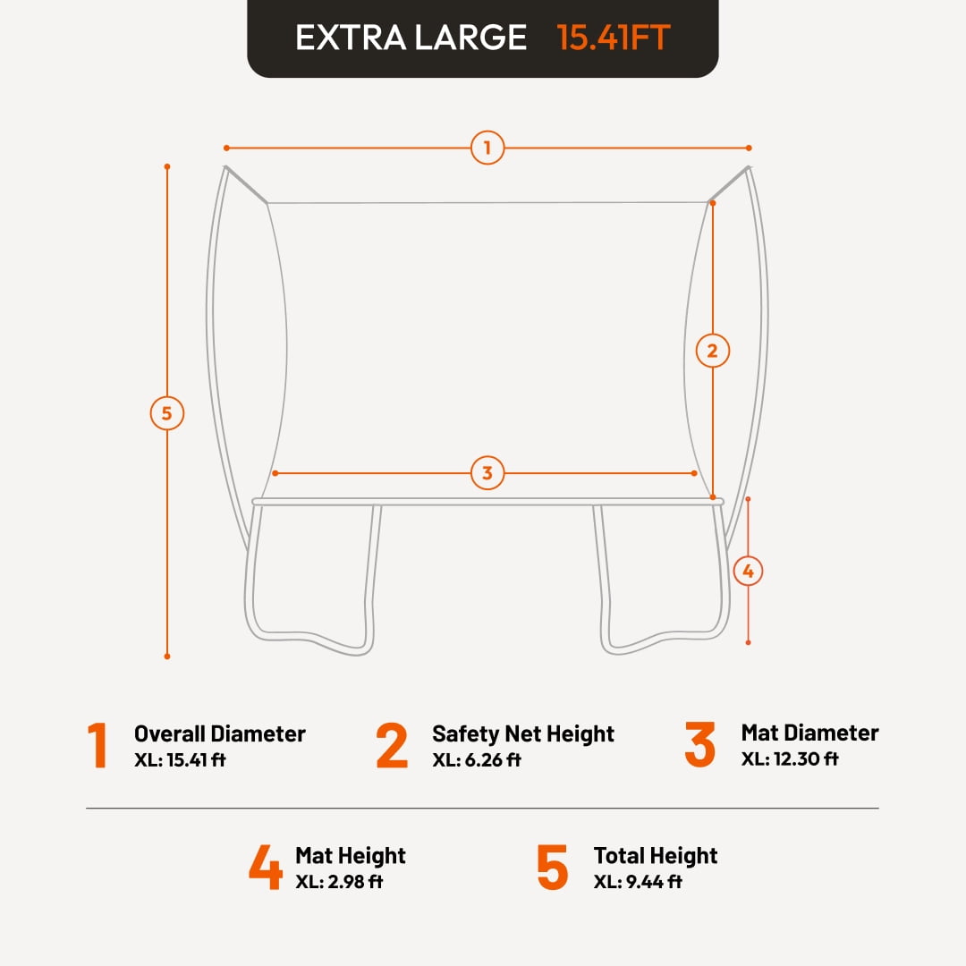 VULY Ultra 2 Extra Large 15ft Trampoline with Enclosure - Round Kids Trampolines