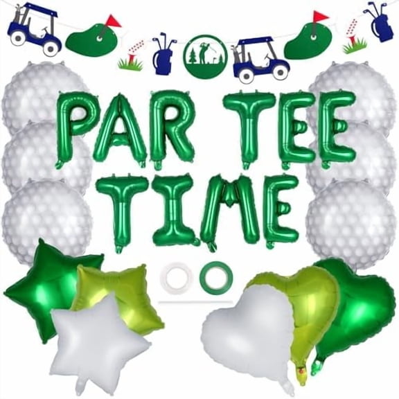 23 Pcs Let’s Partee Time Golf Party Decorations, Golf Balloons Banner Set, Sport Themed Party Supplies for Baby Shower, Retirement, Birthday Parties