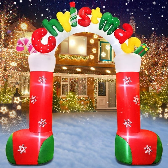 Giant 10 FT Christmas Inflatables Archway Outdoor Decorations, Merry Christmas Arch Blow Up Yard Decorations,Xmas Decoration for Holiday Front Yard Lawn Garden Winder Decor Christmas