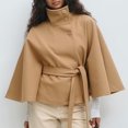 thumbnail image 4 of Wutalume Women's Fashion Solid Color Hooded Button Up Belted Trench Coat Jacket, Classic and Elegant Outerwear for Office and Casual Occasions,Khaki 2XL, 4 of 5