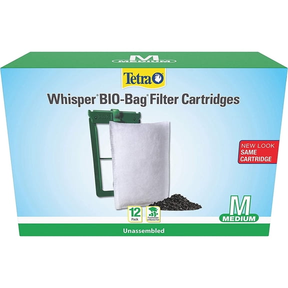 Whisper Bio-Bag Filter Cartridges For Aquariums - Unassembled Medium (Pack of 12)