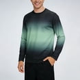 thumbnail image 2 of Mens Long Sleeve T Shirts Gradient Crewneck Lightweight Running Activewear Tops Green L, 2 of 6