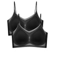 thumbnail image 1 of Gibobby Brasier deportivo mujer Sujetador deportivo antiflacidez, cómodo, Sexy, ultrafino, de seda, con espalda, sin costuras, para mujer, 2 uds.(Negro,M), 1 of 4