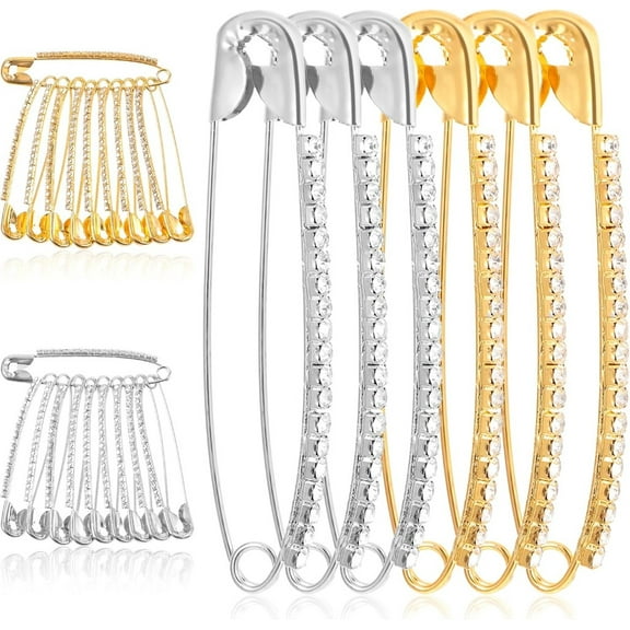 AIGIA 20 Pcs Rhinestone Safety Pin Brooch Clips Elegant Jewelry Brooches Scarf Sweather Suit Dress Decor